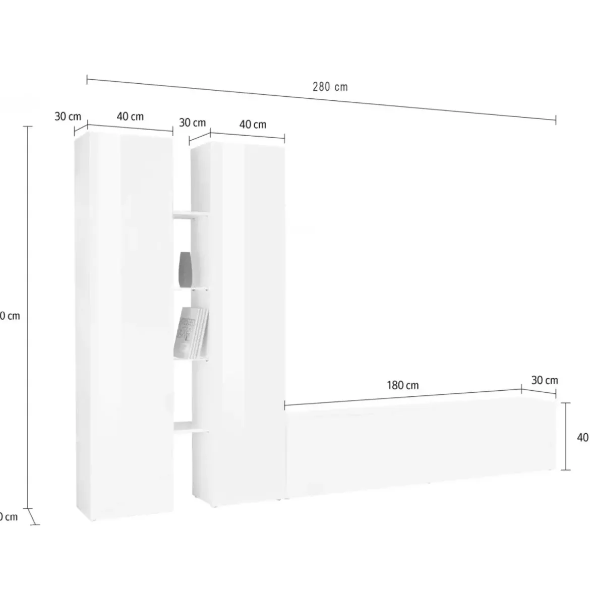 Parete Soggiorno Attrezzata Antracite Opaco Moderno 280x30x180 cm