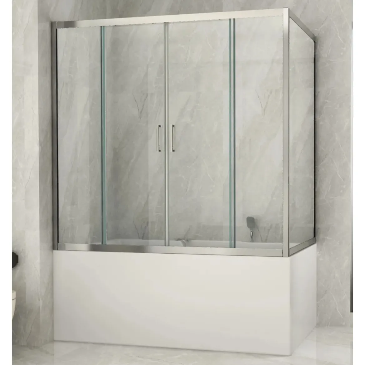 Parete Sopravasca 2 lato 6 mm Scorrevole in Cristallo Box Vasca da Bagno Doccia