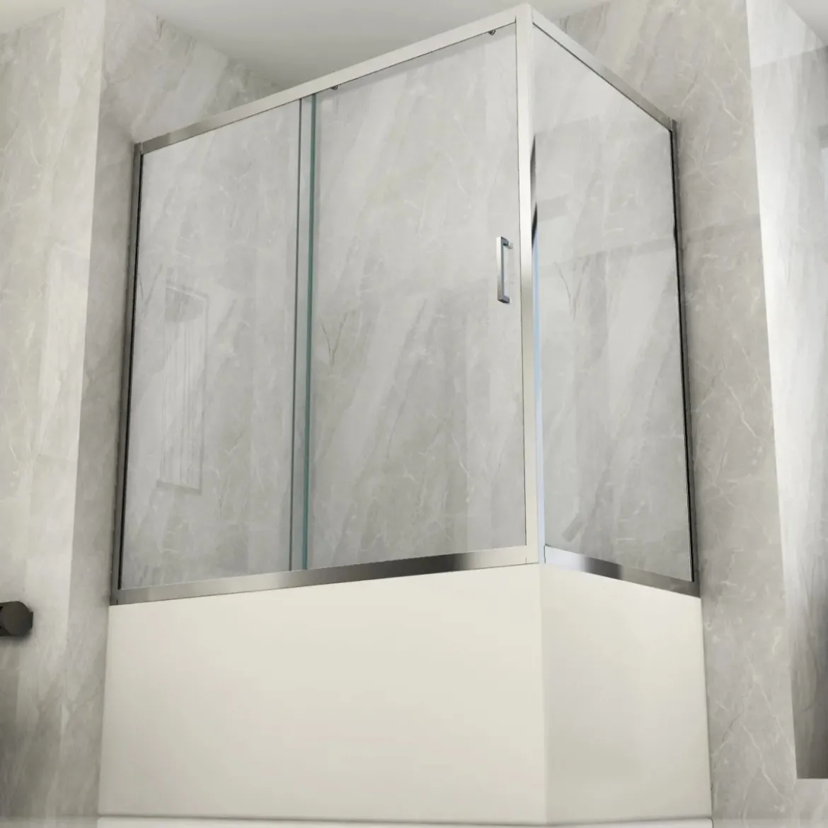 Parete Sopravasca 2 lato 6 mm Scorrevole in Cristallo Box Vasca da Bagno Doccia