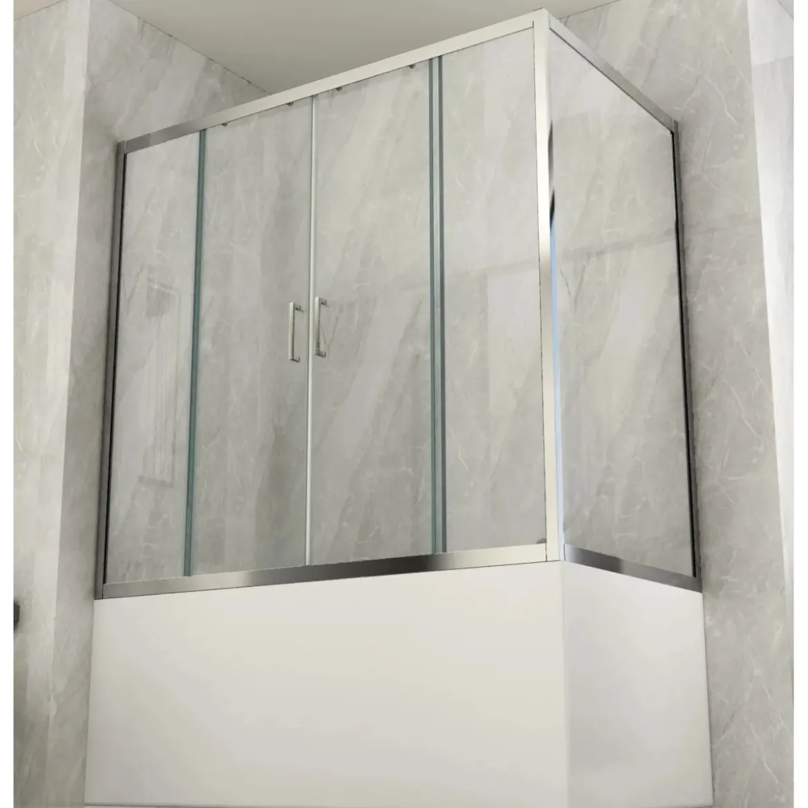 Parete Sopravasca 2 lato 6 mm Scorrevole in Cristallo Box Vasca da Bagno Doccia