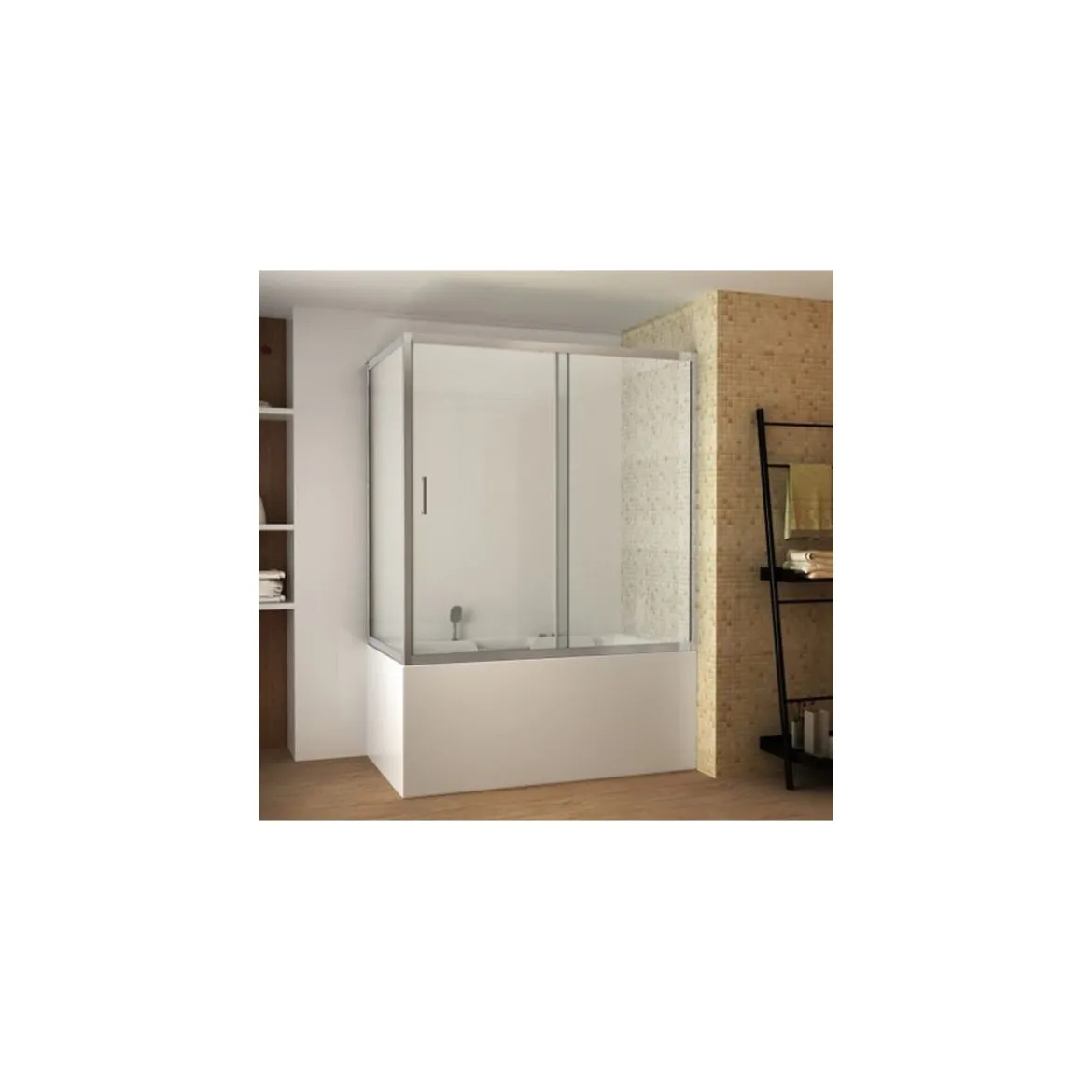 Parete Sopravasca 2 lato 6 mm Scorrevole in Cristallo Box Vasca da Bagno Doccia