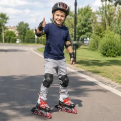 Pattini in Linea Bambini Regolabili 38-41 Rosso con Cuscinetti ABEC 7
