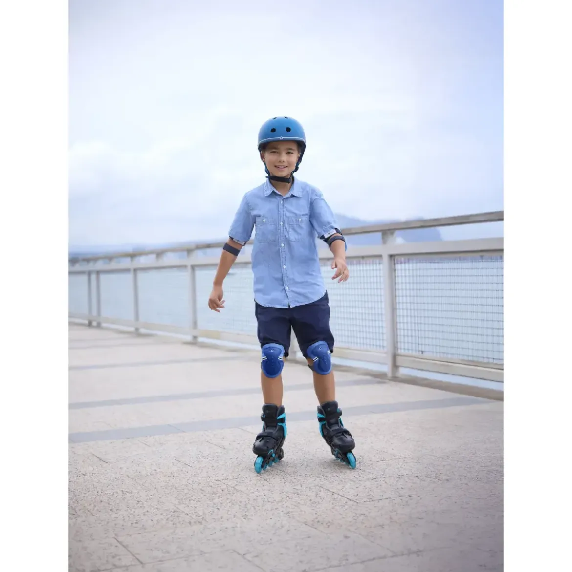 Pattini in Linea per Bambini Taglia 34-37 LED Freno Posteriore Blu