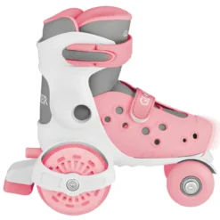 Pattini per Bambini 4 Ruote Regolabili Rosa Pastello Taglia 26-29