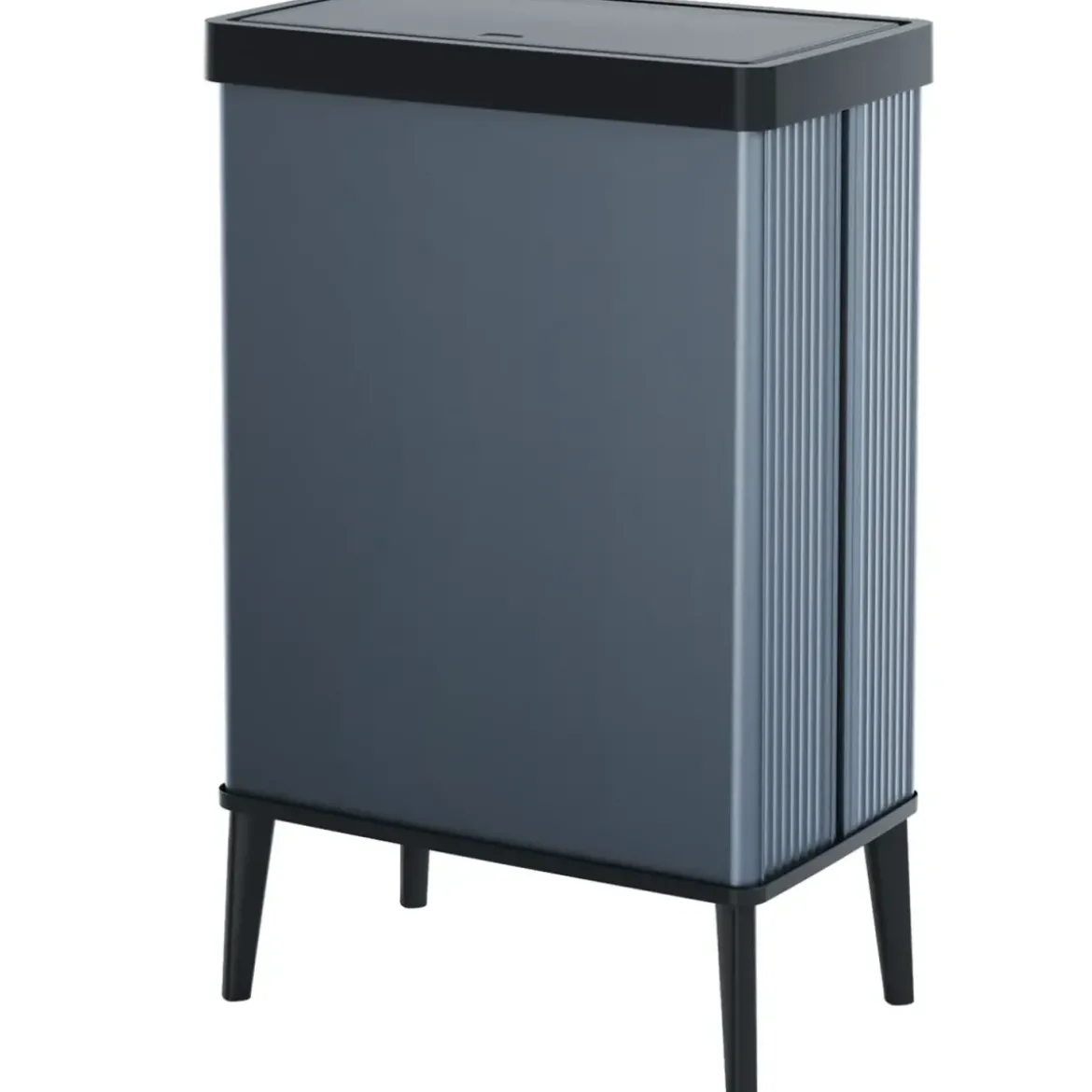 Pattumiera Keter 54L Blu Perlato Apertura Push per Cucina con Gambe