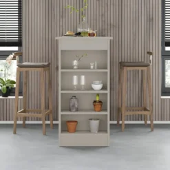 Penisola Cucina Alta 117x54 cm Tavolo Snack Beige Ripiani Salvaspazio