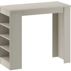Penisola Cucina Alta 117x54 cm Tavolo Snack Beige Ripiani Salvaspazio