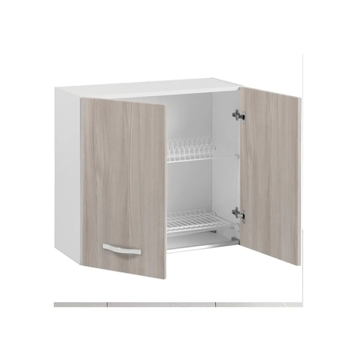Pensile Scolapiatti per Cucina Componibile 80 Larghezza in Legno Olmo