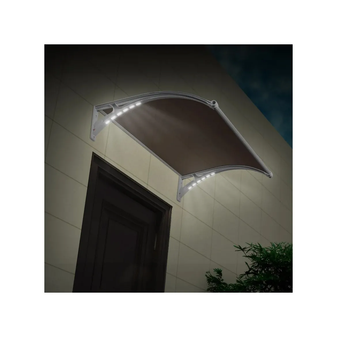 Pensilina con Led 150x100 in Policarbonato Alveolare Antipioggia Grigio