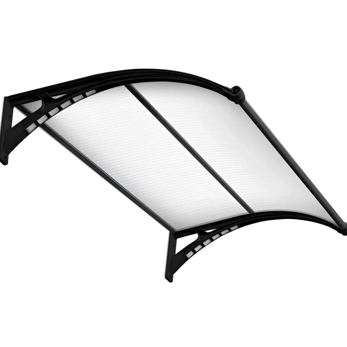 Pensilina con Led 150x100 in Policarbonato Alveolare Antipioggia Nero
