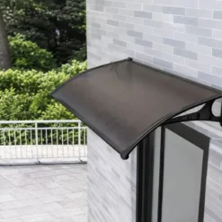 Pensilina Policarbonato Alveolare Fumè 120x100 cm con Supporti ABS