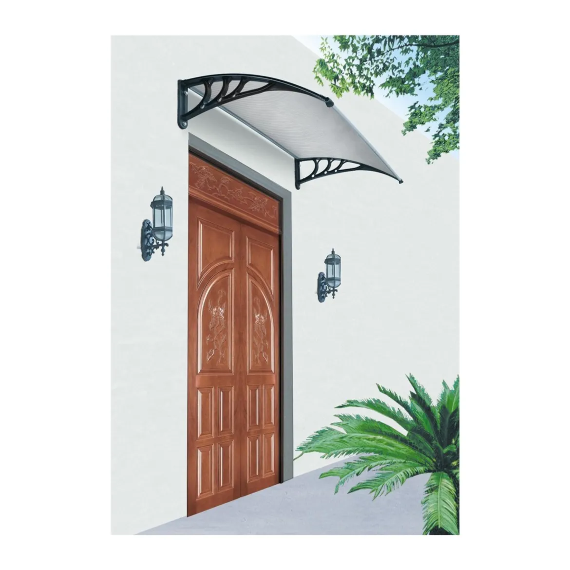 Pensilina 120x80 in Policarbonato Compatto Trasparente Tettoia Ingresso Moderna