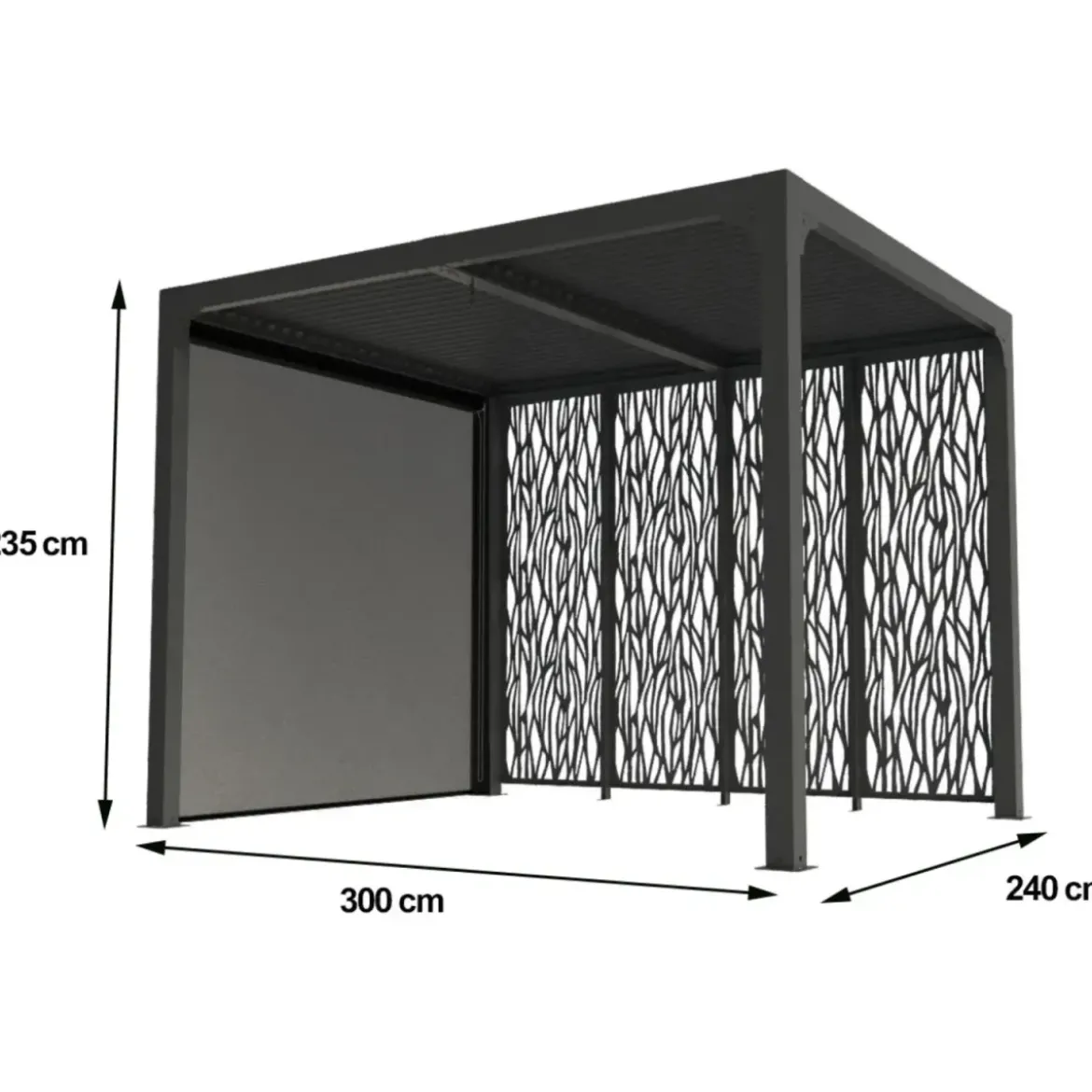 Pergola Bioclimatica Alluminio con Tenda Pannelli Privacy 240x300 cm