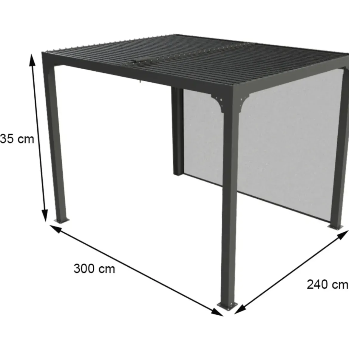 Pergola Bioclimatica in Alluminio 240x300 cm con Telo Laterale Manuale