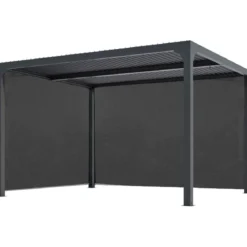 Pergola Bioclimatica in Alluminio 360x300 cm con 2 Teli Laterali Grigi