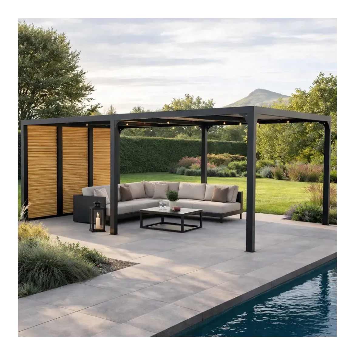 Pergola bioclimatica in alluminio 3.6x6 antracite con veneziane
