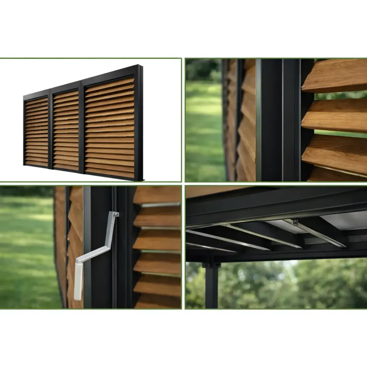 Pergola bioclimatica in alluminio 3.6x6 antracite con veneziane