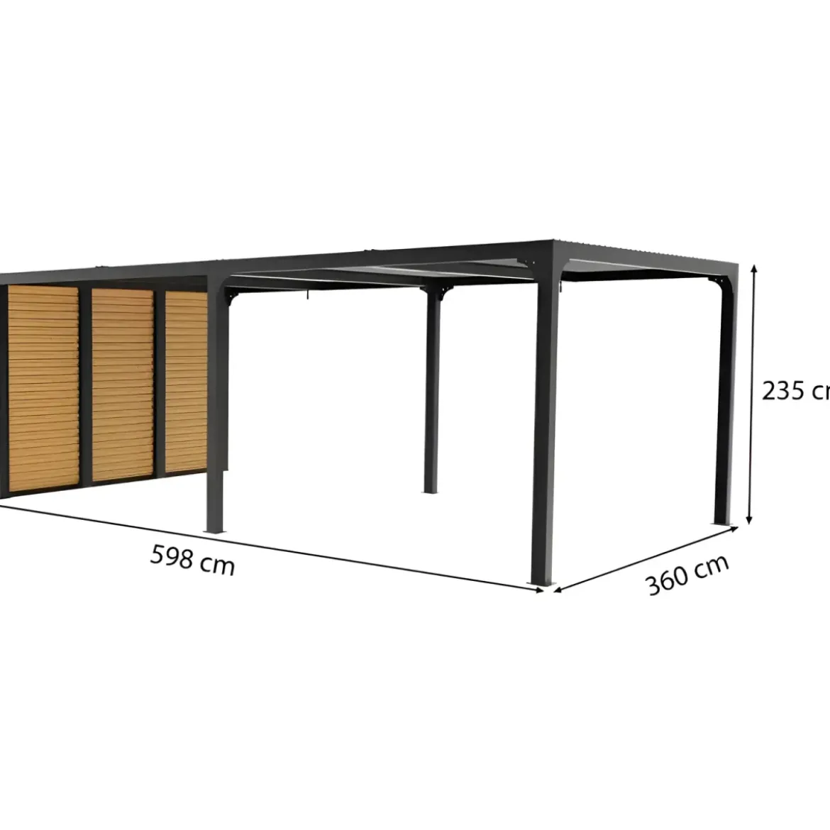 Pergola bioclimatica in alluminio 3.6x6 antracite con veneziane