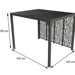 Pergola Bioclimatica 240x300 cm Alluminio Grigio con Pannelli Privacy