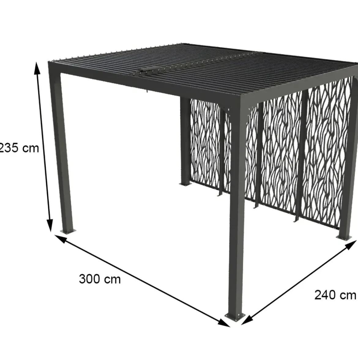 Pergola Bioclimatica 240x300 cm Alluminio Grigio con Pannelli Privacy