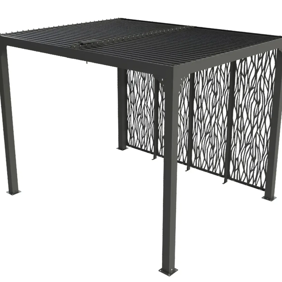 Pergola Bioclimatica 240x300 cm Alluminio Grigio con Pannelli Privacy