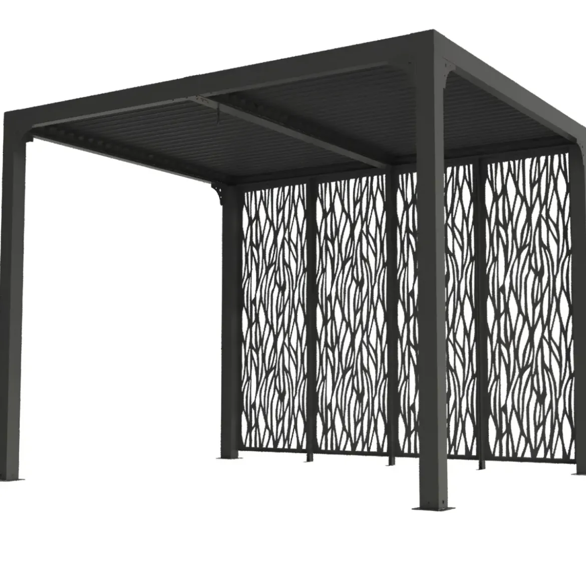 Pergola Bioclimatica 240x300 cm Alluminio Grigio con Pannelli Privacy