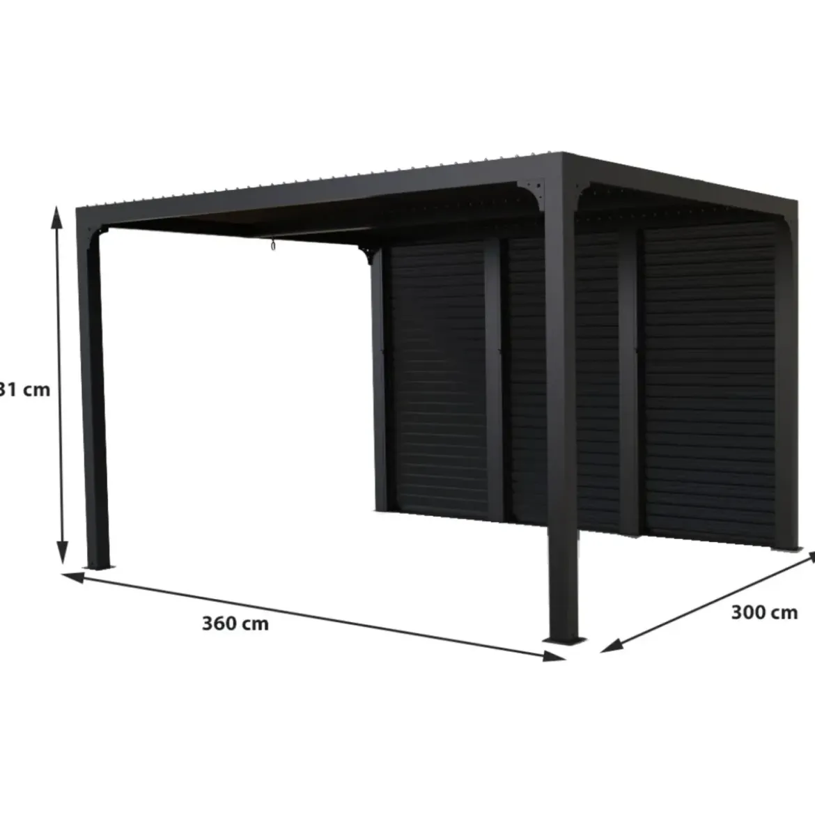 Pergola Bioclimatica 360x300 in Alluminio con Lamelle Effetto Legno