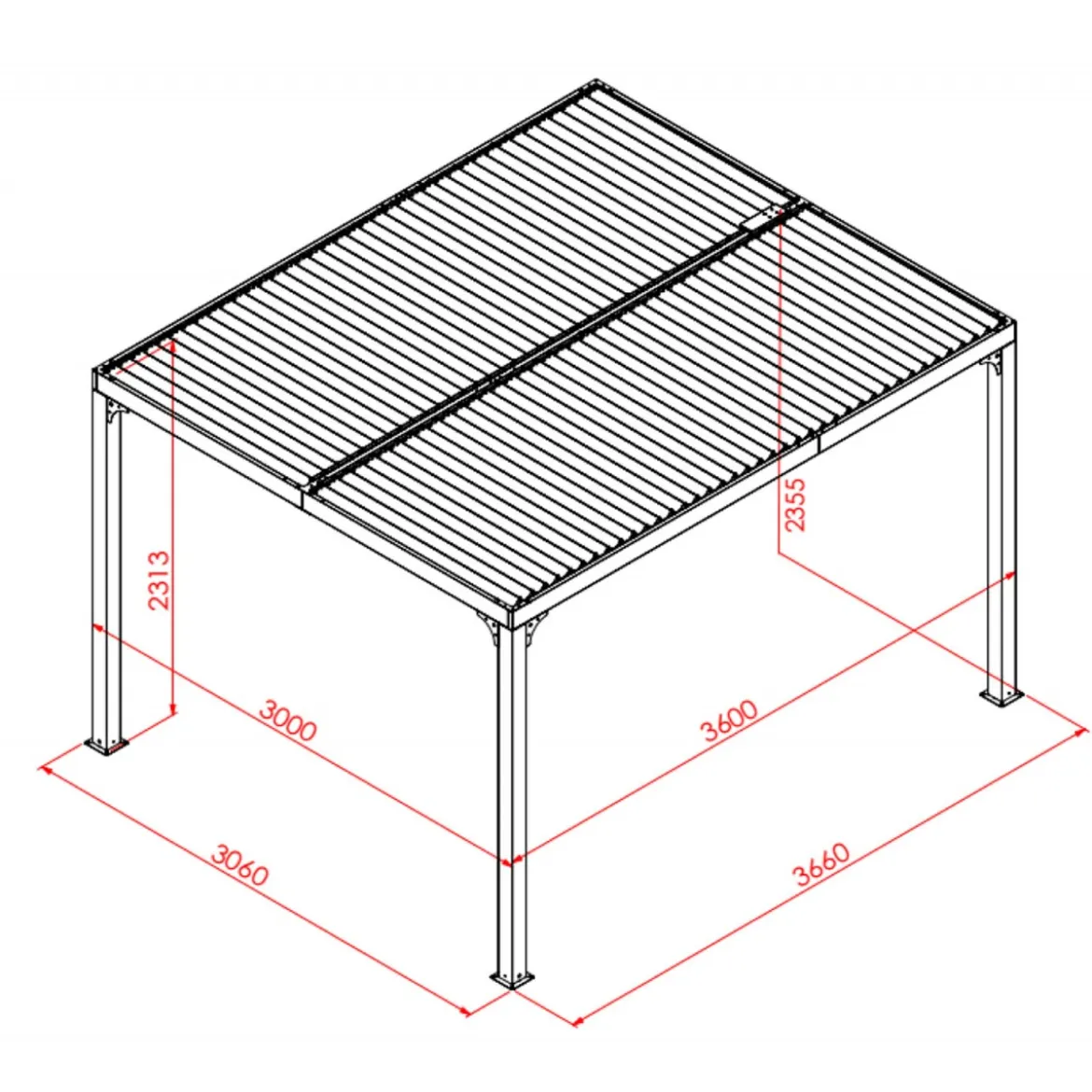 Pergola Bioclimatica 3.6x3 mt in Alluminio Gazebo da Giardino Terrazzo Pergolato