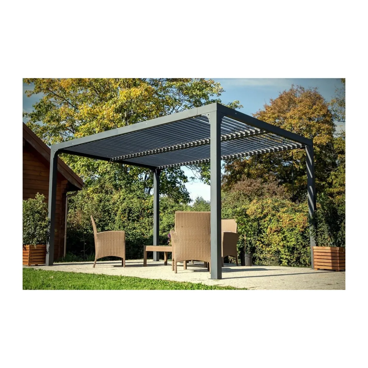 Pergola Bioclimatica 3.6x3 mt in Alluminio Gazebo da Giardino Terrazzo Pergolato