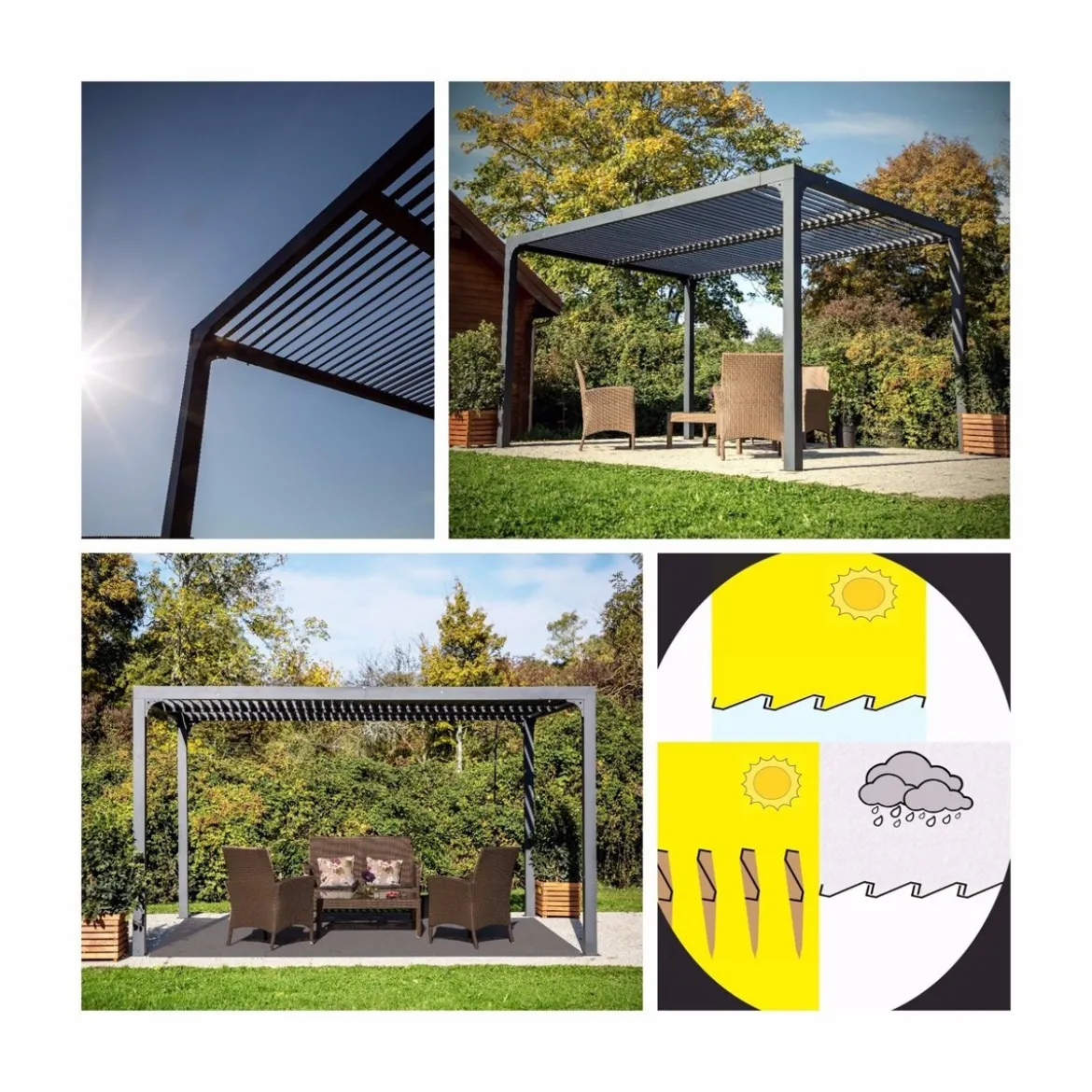 Pergola Bioclimatica 3.6x3 mt in Alluminio Gazebo da Giardino Terrazzo Pergolato