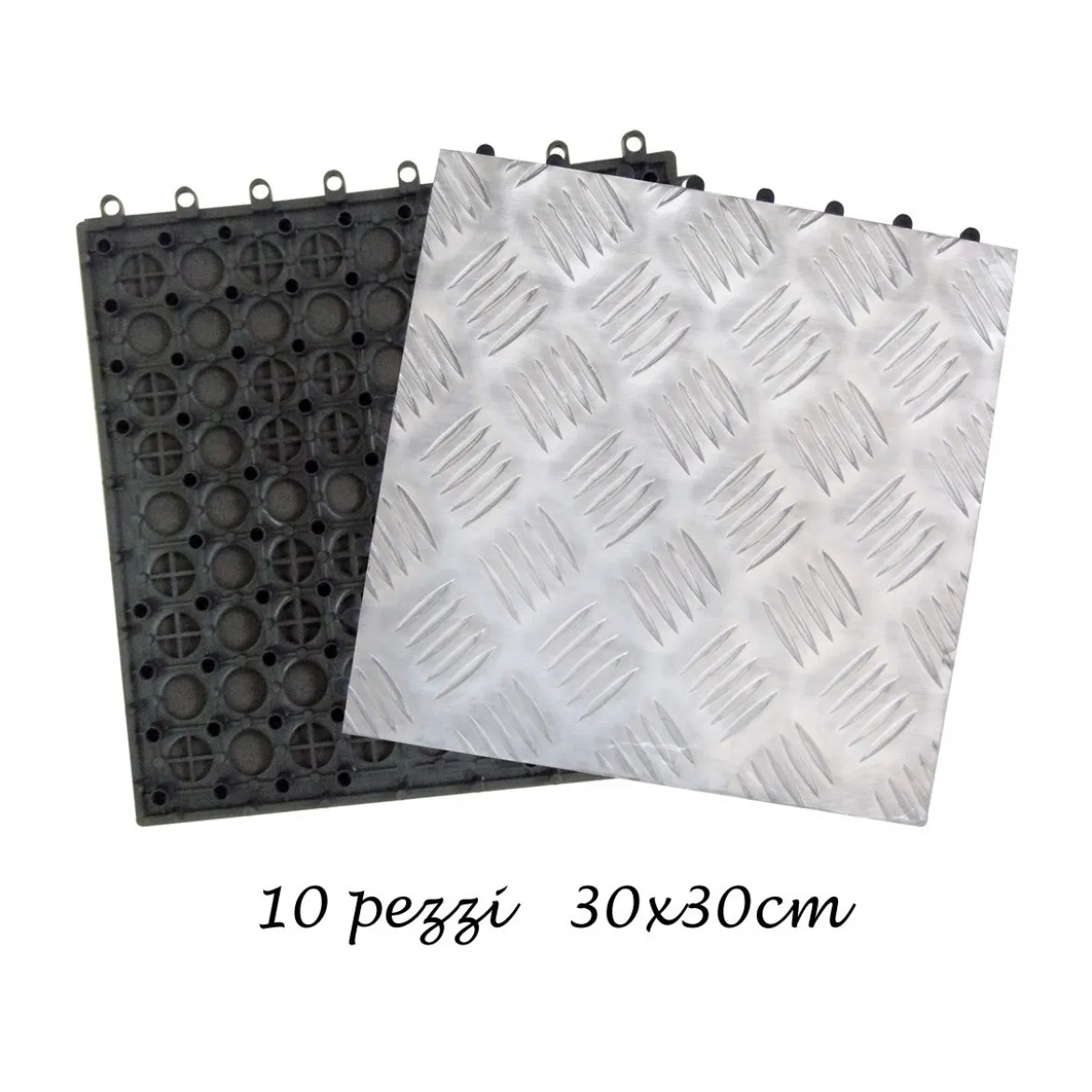 10 Piastrelle 30x30 Alluminio Antiscivolo Pavimento Esterno Giardino Mattonelle