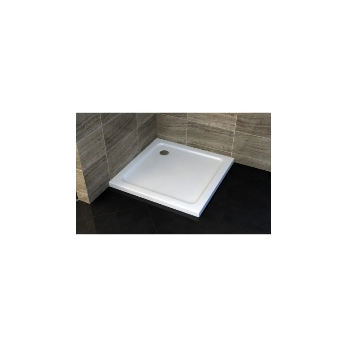Piatto Doccia in Acrilico 80x80 90x90 5cm Quadrato Angolare Bianco con Piletta