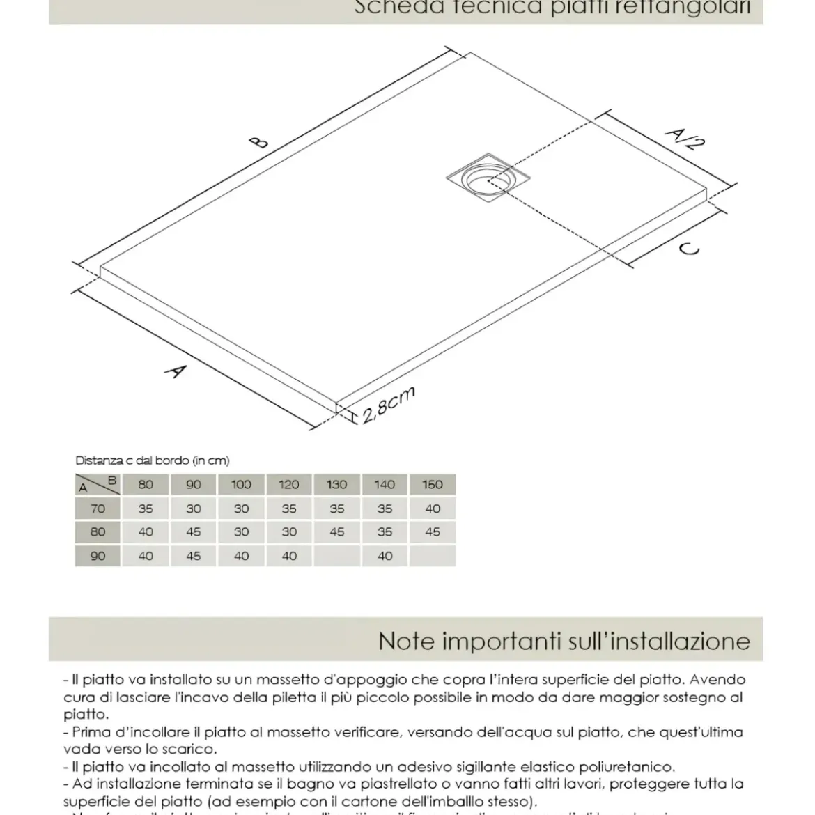 Piatto Doccia Rettangolare 70 80 90 100 120 Effetto Pietra Ultra Slim Avorio