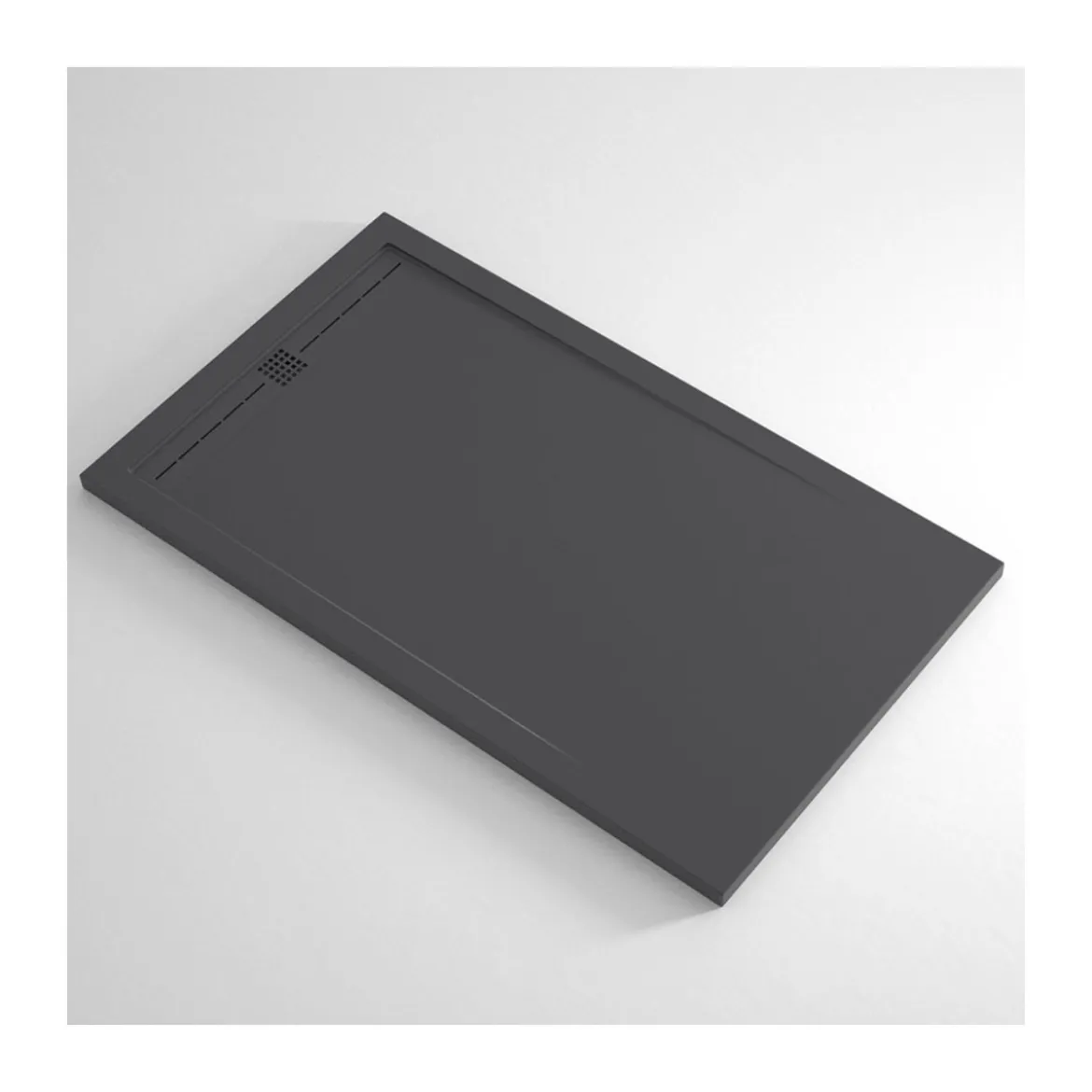 Piatto Doccia Slim Antracite Marmoresina Effetto Pietra Ruvido Pavimento Piletta