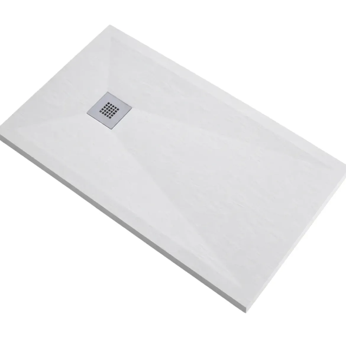 Piatto Doccia Slim Bianco 3 cm Effetto Pietra in Resina Marmo Piletta Scarico