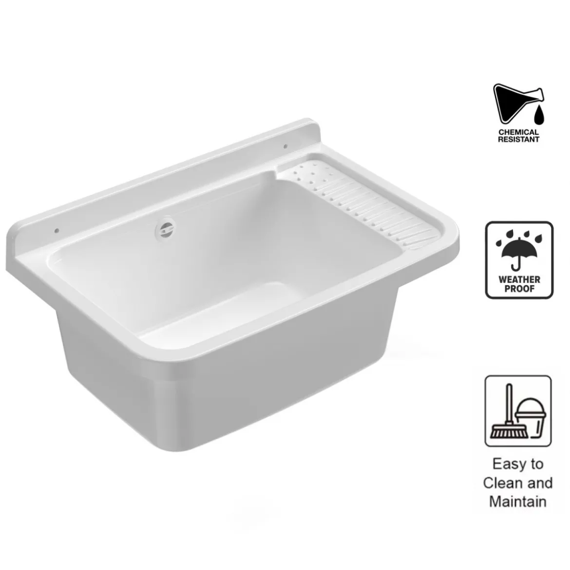 Pilozzo Lavabo in Resina 59x39x28 cm da Esterno Sifone e Kit Montaggio