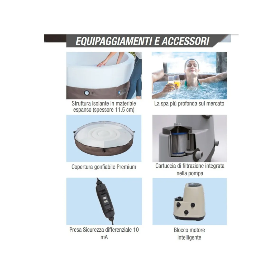 Piscina con Mobili Idromassaggio Spa 184x73 6 Persone Semi Rigida Rotonda