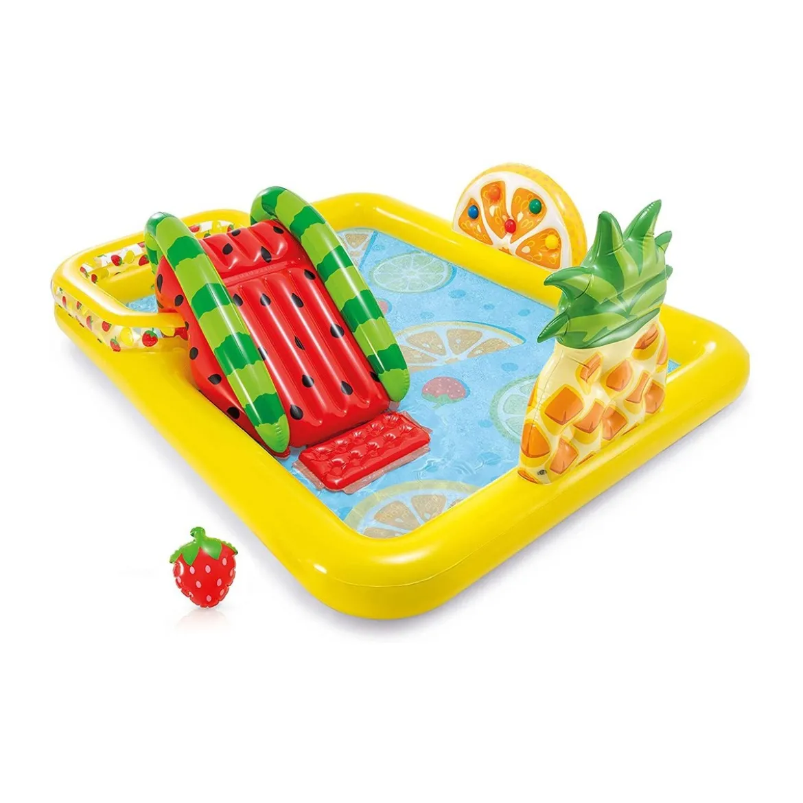 Piscina con Scivolo Parco Giochi per Bambini Intex Gonfiabile Frutta con Palline