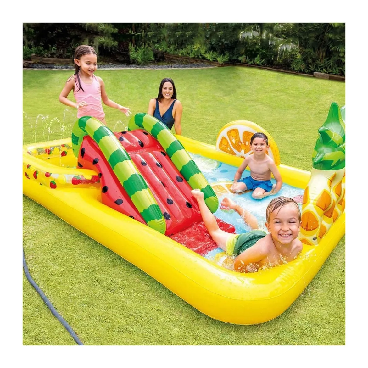 Piscina con Scivolo Parco Giochi per Bambini Intex Gonfiabile Frutta con Palline