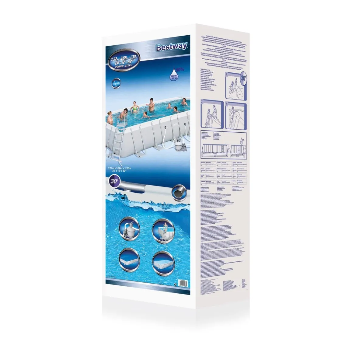 Piscina Esterna Rettangolare Bestway 732x366x132 FiltroSabbia Scaletta Copertura