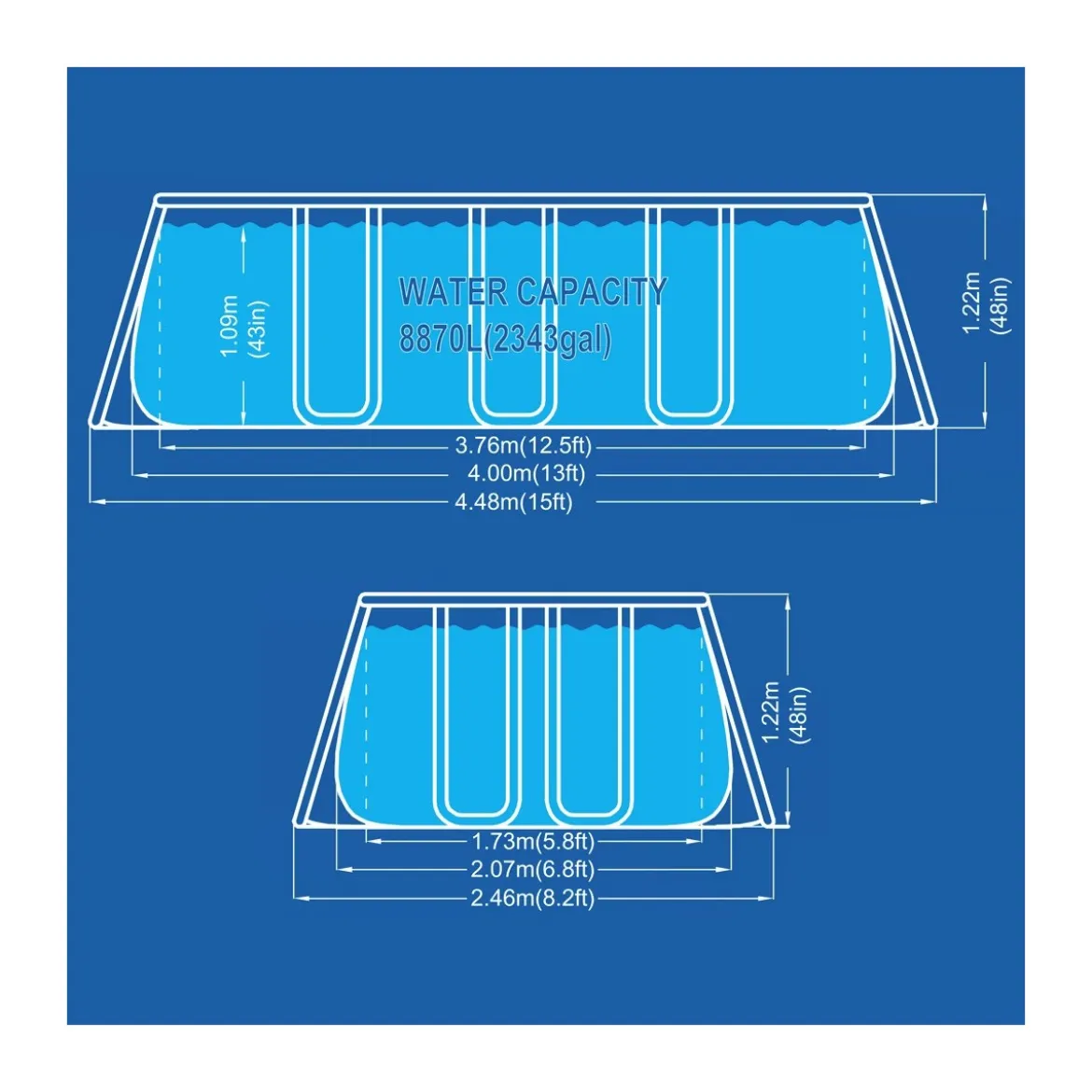 Piscina Fuoriterra Rettangolare 400x200 Acciaio con Pompa a Cartuccia Scaletta