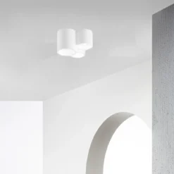 Plafoniera in Gesso Verniciabile 3 Punti Luce da Soffitto Faretto Bianco