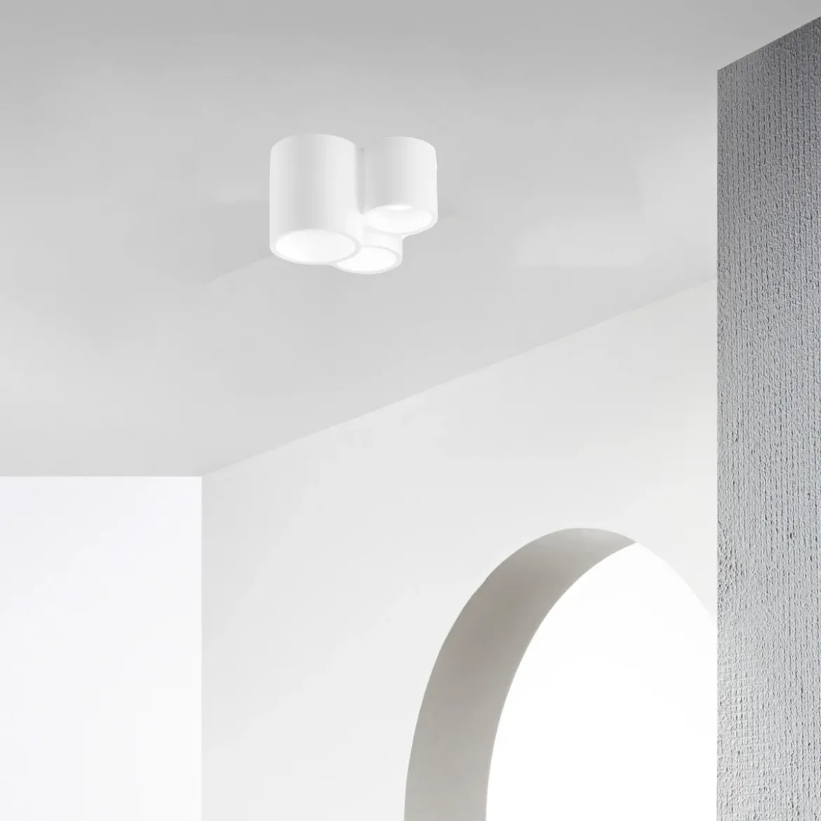 Plafoniera in Gesso Verniciabile 3 Punti Luce da Soffitto Faretto Bianco