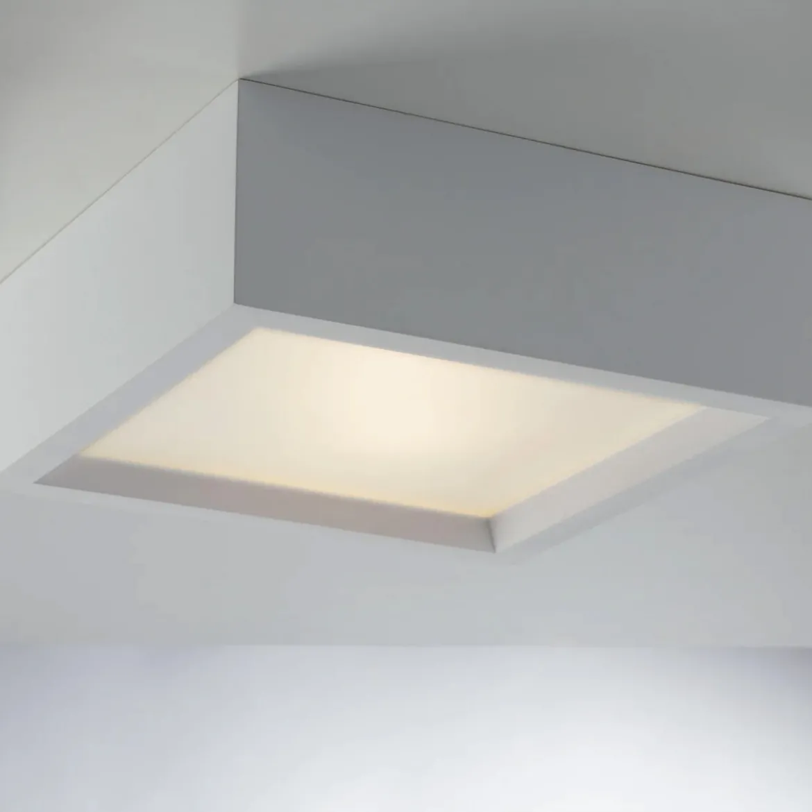 Plafoniera Quadrata in Gesso Bianca Lampada da Soffitto Verniciabile