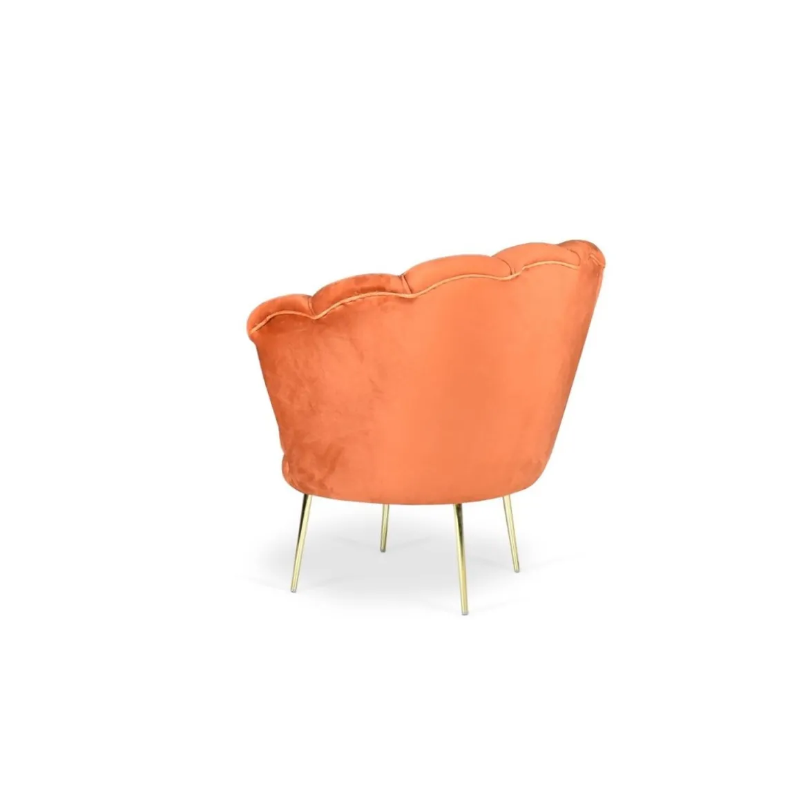 Poltrona a Conchiglia in Velluto Ruggine