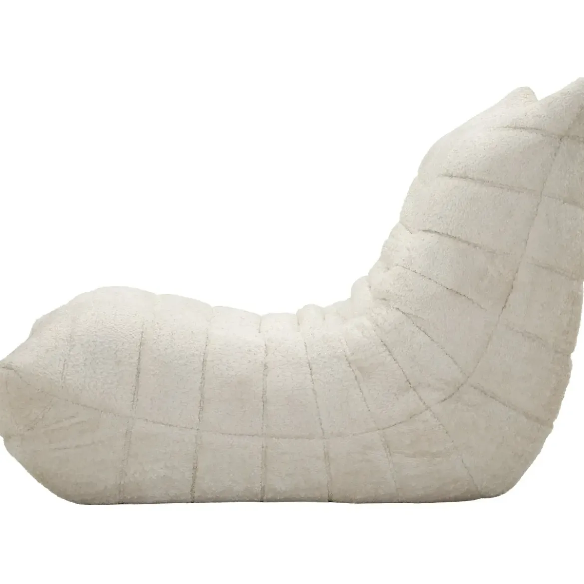 Poltrona Bouclé Compressa Bianco Imbottita Moderna per Salotto Lounge