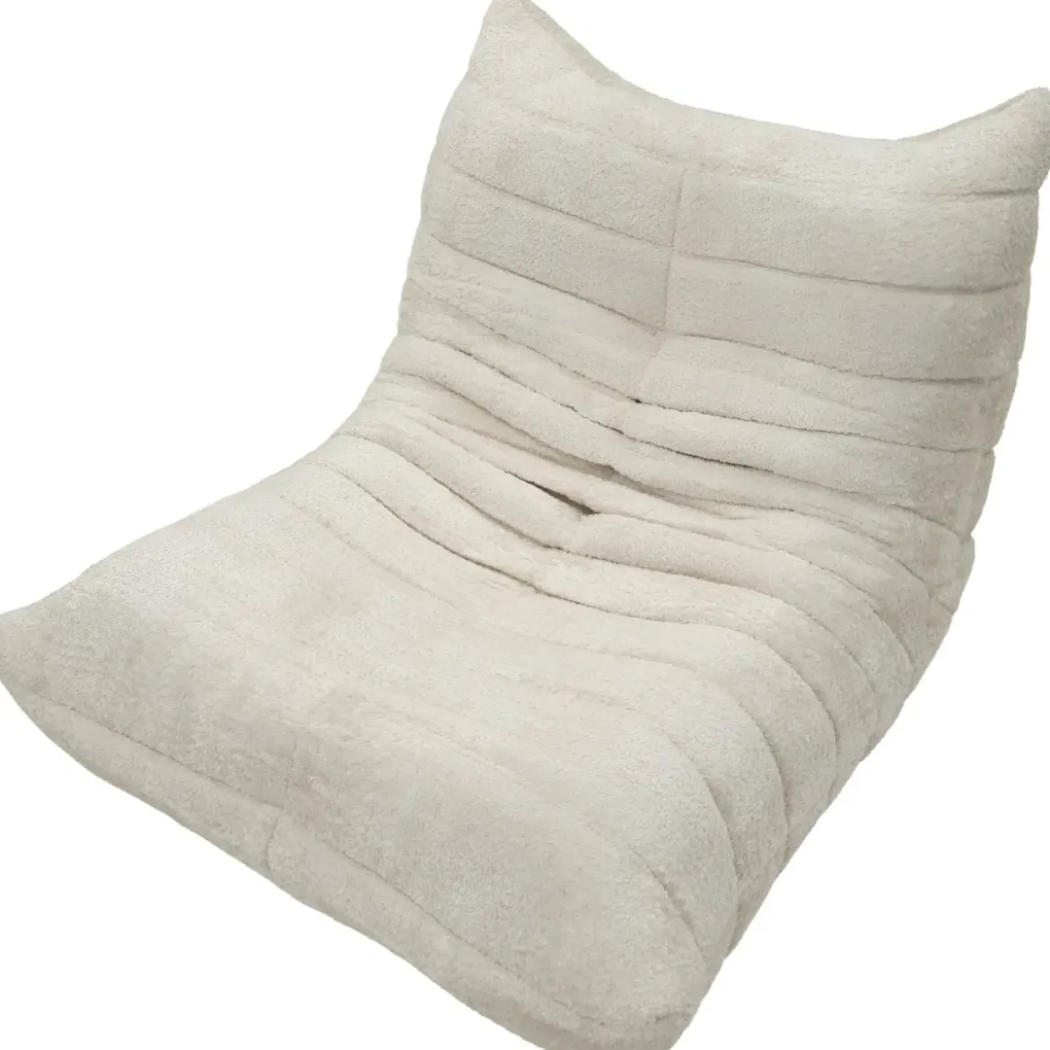 Poltrona Bouclé Compressa Bianco Imbottita Moderna per Salotto Lounge