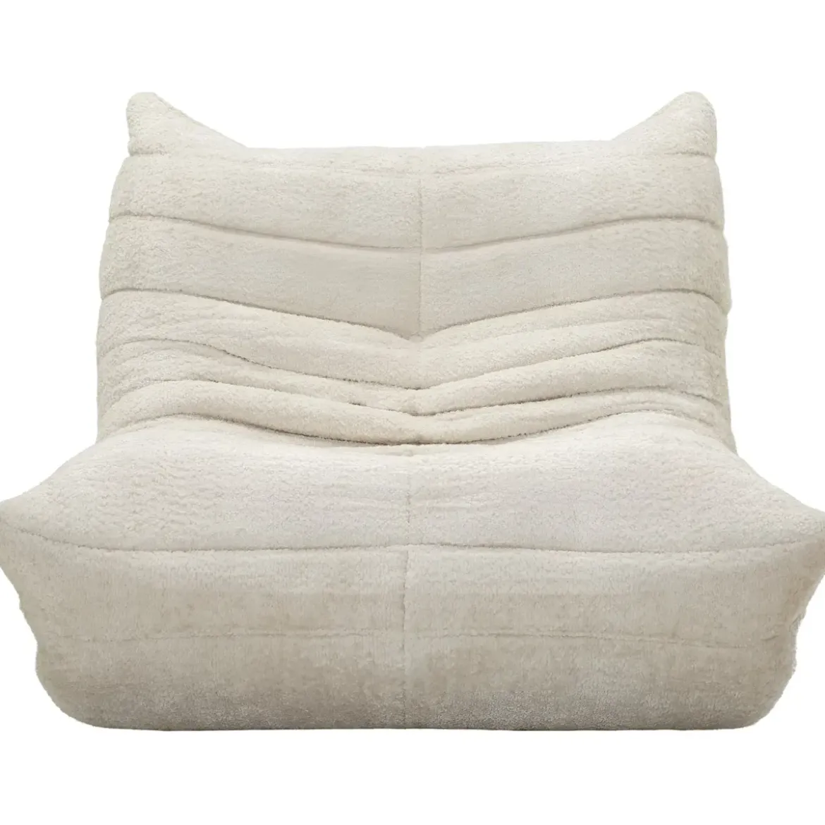 Poltrona Bouclé Compressa Bianco Imbottita Moderna per Salotto Lounge