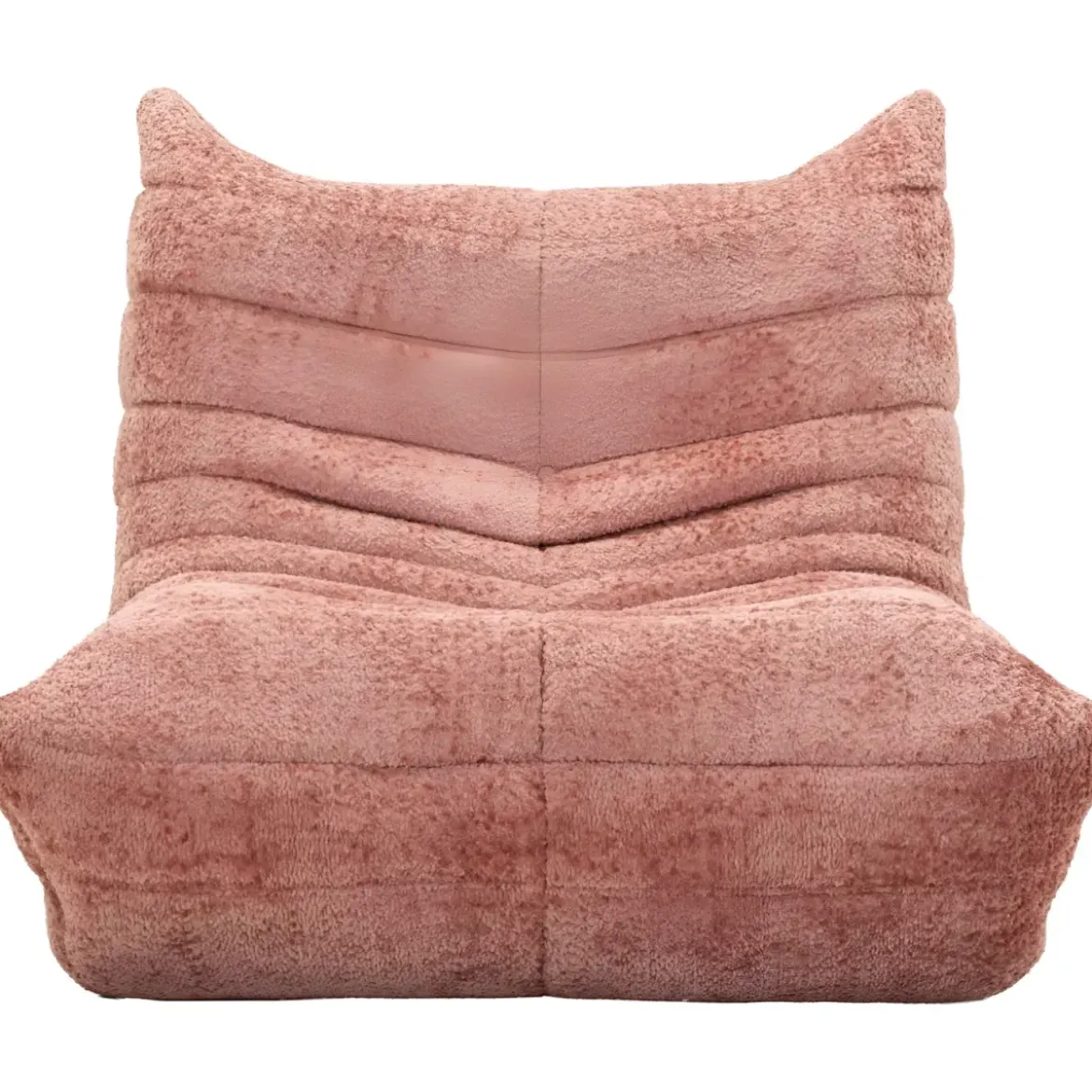 Poltrona Bouclé Compressa Rosa Imbottita Moderna per Salotto Lounge