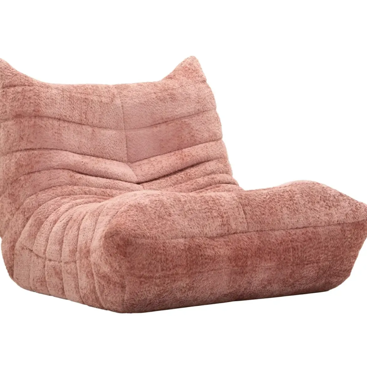 Poltrona Bouclé Compressa Rosa Imbottita Moderna per Salotto Lounge